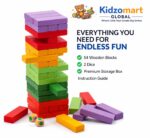 Kidzomart® Colorful Wooden Stacking Tower Game for Kids & Adults - Montessori Tumbling Blocks with Dice - Educational Fun Toy for Family & Party (Color) - Image 4