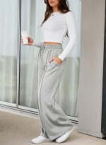 Q - RIOUS Women's Wide Leg Drawstring Relaxed Fit Trouser - Image 4