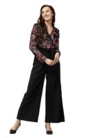 LONDON BELLY Women’s Polyester Semi-Formal Jumpsuit with Round Neck Half Sleeves Adjustable Waist Tie Abstract Pattern and Regular Fit | Women Stylish One Piece Outfit | Women Regular Fit Jumpsuit