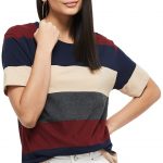 Max Women's Cotton Regular Fit Striped Round Neck T-Shirt