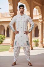 Trustous Men’s Pure Cotton Kurta Dhoti Set | Traditional Ethnic Wear for Festive, Wedding & Puja Occasion - Image 2