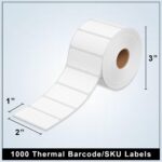 GLUN® 50x25 Direct Thermal Barcode Label Sticker - 2 x 1 inch - 50mm x 25mm - 1000 Labels Per Roll - White Self Adhesive Sticker for Printing Barcoding (1 Roll per Pack (1000 Labels)) - Image 5