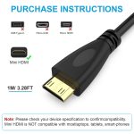 Mini HDMI To HDMI Cable (3 Meter) High Speed (NOT MICRO USB/MICRO HDMI) | Male To Male | Compatible For Monitor, Tablet, Laptop, Television (Black) - Image 2