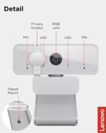 Lenovo 300 FHD Webcam with Full Stereo Dual Built-in Mics | FHD 1080P 2.1 Megapixel CMOS Camera with USB |Ultra-Wide 95° Lens, 4X Digital Zoom | 360 Rotation | Flexible Mount | Cloud Grey - Image 8