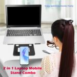 Adjustable Laptop Stand with Mobile Holder, Ergonomic Foldable Metal Laptop Riser Desk, Ventilated & Sturdy Compatible for 15.6 Inch Laptops, MacBook, HP, Dell, Acer, Lenovo, Notebook Stand - Image 7