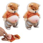 3D Shiba Inu Dog Belly Stickers Door Stop Wall Protector Silent Shockproof Soft Rubber Wall Door Knobs Refrigerator Door Closets from Damage 2 Pack (A (2 Pack)