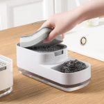 SR Kitchen Soap Dispenser for Sink | 2-in-1 Liquid Dishwash Dispenser with Sponge Holder & Steel Scrubber | Steel Scrubber | 3-in-1 soap Dispenser | Sink Organizer, Durable & Rustproof