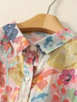 Gufrina Women’s Casual Button-Down Shirt with Multicolor Floral Print & Half Sleeves, Collar Neck - Image 4