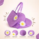 BabyMoon Set of 2 | Baby Girls Summer Sunflower Straw Kids Sun Hat with Sling Purse Handbag | Beach Hat | 2-6 Years - Image 4