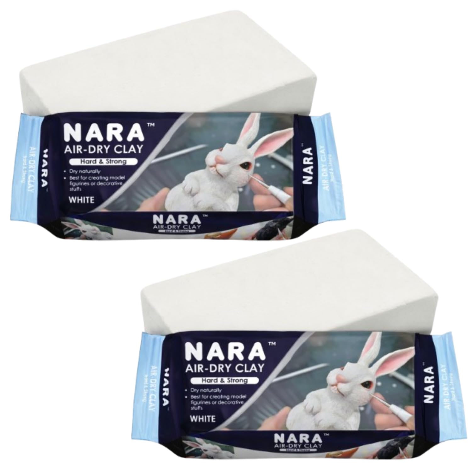 619LWoFrilL._SL1500_.jpg NARA Air-Dry Clay (Hard & Strong) 500g Clay for Arts & Crafts, DIY Projects, No Oven or Kiln Needed, Fast Drying, Perfect for Modelling, Coating, Painting, and Sculpting (White) - Pack of 2 - Image 1