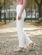Women's High Waist Wide Leg Trouser Pants | Stretch Knit Formal Palazzo Trousers | Elastic Waist Office, Casual & Travel Wear - Image 4