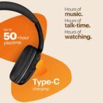 Noise Two Wireless On Ear Headphones with 50 Hours Playtime, Low Latency(up to 45ms), 4 Play Modes, Dual Pairing, BT v5.3 (Bold Black) - Image 3