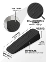 Rubber Door Stopper Wedge, Heavy Duty Anti-Slip Door Holder & Blocker with Strong Grip for Tiles, Marble, Wood, Carpet & Cement Floors | Home, Office, School & Warehouse Use (Black, Pack of 3) - Image 6
