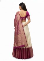 RENVAANI Women's Traditional Kanjivaram Kanchipuram Silk Zari Weaving Unstitched Lehenga Choli with Dupatta - Image 3