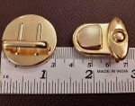 Round Twist Button Lock Clasp for Handbag, Gold Tone Metal Turn Lock Closure, Bag Making Hardware (Pack of 2) - Image 2
