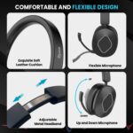 Dyazo Wired Headset with Microphone | Active & Environmental Noise Cancellation | 3-in-1 USB, Type-C & 3.5mm Connectivity | in-Line Controls | On-Ear Headphones for PC, Mobile Phone & Laptop (Black) - Image 6