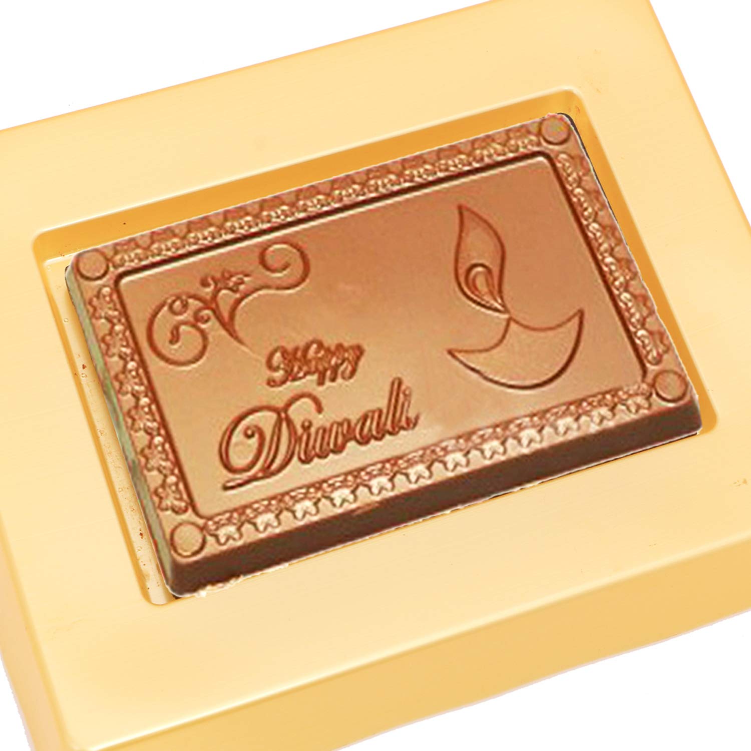 61AbDMRkJ9L._SL1500_.jpg Ghasitaram Gifts Small Chocolates Bar with "Happy Diwali" Message|Chocolate Gift Hamper|Diwali Chocolates|Food Hamper|Gourmet Hampers|Chocolates|Dryfruit|Chocolate Hamper|Sugarfree Chocolate - Image 1