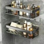 Self Adhesive Bathroom Shelf for Wall Shelf Organizer Wall Mounted Bathroom Shelves Rack Holder Stand for Bathroom Accessories Organiser Without Drill and with Drill - Pack of 2
