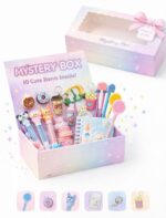 Le Delite Kids Stationery goody Gift Box, any 10 Piece Cute Items, Party Return Gifts, Birthday Favors, School Supplies with Pen, Pencil, Eraser, Sharpener, Keychain, Diary, Bookmark, Folder, Tape - Image 7
