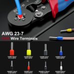 GREECHO Ferrule Crimping Tool Kit with 1200PCS Wire End Ferrules & Crimper Plier, Wire Crimping Tool Kit Self-adjustable Ratchet Tool Set for AWG 23-7 Electrical Wire Connectors, 0.25-10mm² - Image 6