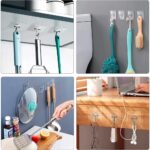 Zulaxy Hanging Hooks Without Drilling, 10 Pack Self Adhesive Hooks for Wall Heavy Duty Strong Nail Free, Kitchen Accessories Items (Hanging Hook, Transparent) Stainless Steel - Image 2