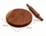Wooden Chakla Belan Set for Roti Making – Sheesham Wood Rolling Pin with Board | Non-Slip Base | Handcrafted Traditional Kitchenware (Acacia Wood) - Image 2