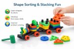 Brand Conquer Toy for Toddlers | Pull Along Shape Sorting & Stacking Puzzle with Hammer | Geometric Blocks Educational Toy | Montessori Early Development Gift for Boys (3-in-1 Learning Train) - Image 6
