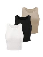 Toochki Tops for Women Crop Top for Women's Tank Activewear Tee Sports Western Casual Cotton Camisole Pack of 3 Combo