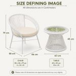 5-Piece Outdoor Rattan Rope Patio Bistro Set for Garden, Backyard, Balcony, Porch, Poolside Furniture with All-Weather Rattan Rope and Glass Top Table, (58 X 46 X 79Cm) (Dark Honey) - Image 5