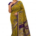 Women's Softy Moss Georgette Printed Saree with Vibrant Jari Border | Elegant Traditional Saree | Lightweight, Soft & Comfortable | Unstitched Blouse Piece
