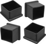 Big Commerce Square Rubber End Caps 25mm (1 Inch) – Pack of 4 | Rubber Chair Leg Caps for Square Pipes | Anti-Slip Furniture Leg Protectors & Floor Protection Covers
