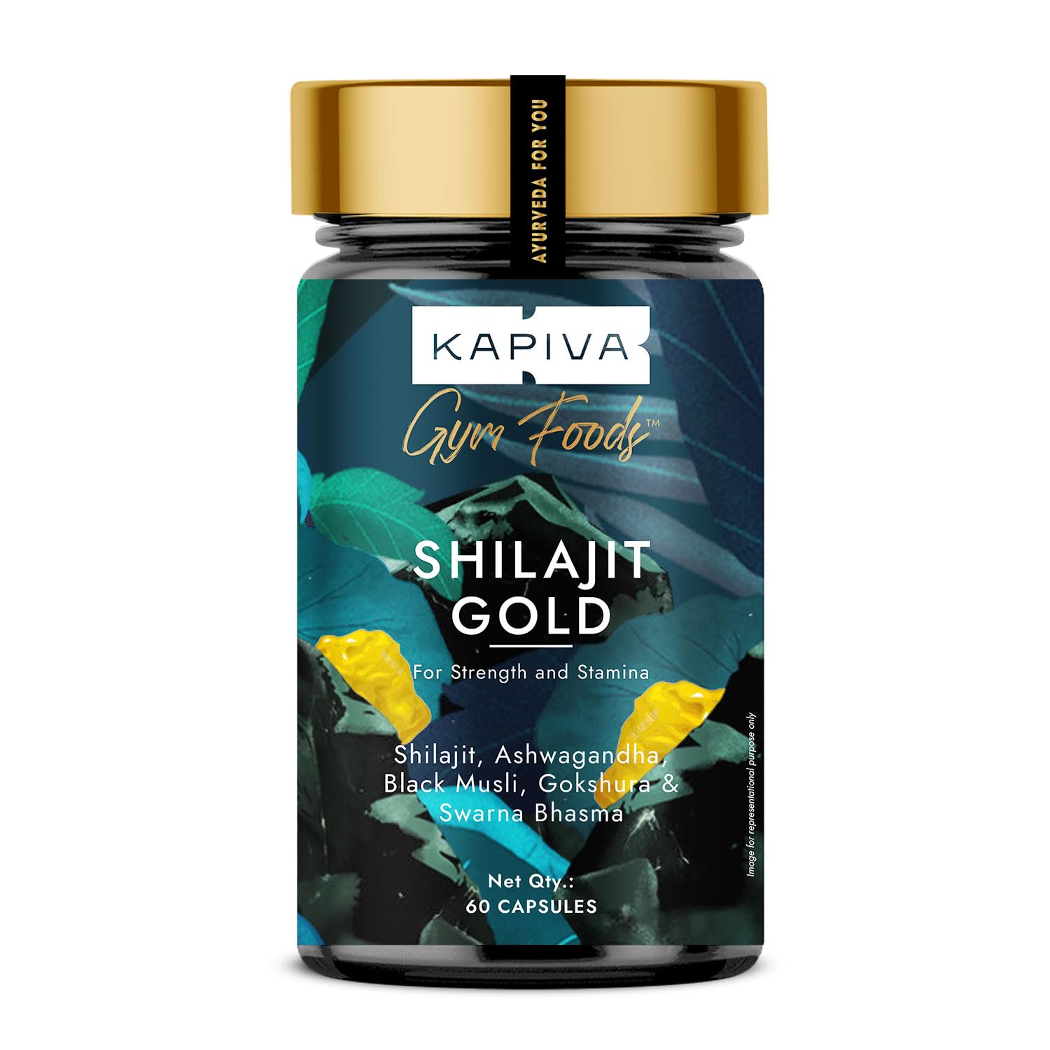 61CB7fxXiYL._SL1500_.jpg Kapiva Shilajit/Shilajeet Gold 60 Capsules | Contains 24 Carat Gold | For Stamina, Muscle Growth & Energy | Ashwagandha, Gokshura, Safed Musali & Other Action Herbs & 100% Ayurvedic - Image 1