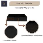 Paper Tray Stackable Letter Trays Jewelry Display Tray for Home, Room Desk, Organiser Accessories Rectangular Leather A4 Office Paper Tray (Black) - Image 6
