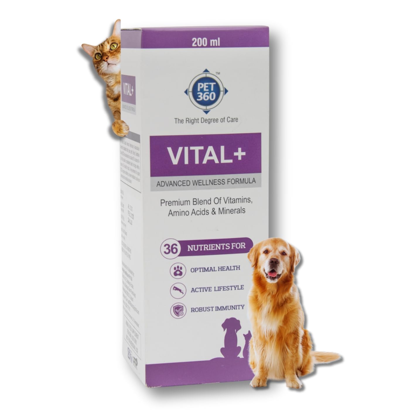61CZlkUZYL._SL1400_.jpg PET360 Vital+ Advanced Wellness Formula | Daily Multivitamin Syrup | Healthy Skin, Joints, Immunity & Growth | Nutritional Supplement for Dogs & Cats- 200 ml - Image 1