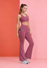 Women’s Gym Co-Ord Set | Sports Bra & High Waist Flared Yoga Pants with Pocket, Bootcut Tights Tracksuit | Yoga Workout Activewear Set for Running, Fitness & Lounge Wear - Image 4