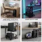 Metal CPU Trolley with Wheels for Home Use, Heavy Duty Adjustable Computer Stand, Steel Desktop CPU Holder with Lockable Castors, Under Desk Rolling Floor Stand for PC, UPS, Gaming Setup