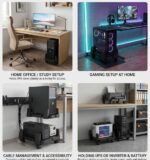 Metal CPU Trolley with Wheels for Home Use, Heavy Duty Adjustable Computer Stand, Steel Desktop CPU Holder with Lockable Castors, Under Desk Rolling Floor Stand for PC, UPS, Gaming Setup