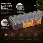 MAGIC SPOON Multipurpose 3 Section Storage Container | Spice Box, Pickle Jar, Fridge Organizer, Dry Fruit, Vegetable & Kitchen Storage Container- Combo Pack (2000ml X 2) (AQUA-GREY) - Image 3