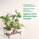 UGAOO Elevate 2-Tier Square Tube Heavy Duty Metal Plant Stand - Black | Iron Pot Stand for Indoor & Outdoor Use | Balcony, Patio, Living Room & Garden Decor - Image 2