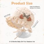 SNOWIE SOFT® Baby Hats for Girls, Baby Sun Hat Four Seasons Cap for Baby Girl 0-12 Months, Warm Bucket Hat with Lace Chin Strap Visor Hats for Beach Travel Sun Protection Caps Pink - Image 2
