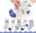 SYGA 5 Pairs Baby Girl & Baby Boy Socks, Toddlers Infant Cotton Stretch Crew Socks with WhiteCar Design, Suitable for 0-2 Years baby - Image 2