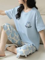 Women T-Shirt & Capri Pants Night Suit Set, Printed Casual Sleepwear for Women, Soft Lounge Wear Co-Ord Set Home Comfort - Image 6