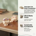 Chonky Cat Pen Holder | Cute Kawaii Desk Accessory for Office, Study Table & Home Decor | 3D Printed PLA Cat Desk Companion for Pens, Markers & Stylus (1, Ivory & Blush Pink) - Image 6