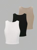 Toochki Tops for Women Crop Top for Women's Tank Activewear Tee Sports Western Casual Cotton Camisole Pack of 3 Combo - Image 3