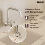 Kohler Beam Kitchen Faucet | Wall Mounted Kitchen Sink Tap | Cold-Only Single Lever Faucet with 360° Swivel | Water Saving Aerated Flow | Polished Chrome Finish | 10 Years Warranty - Image 6