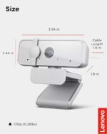 Lenovo 300 FHD Webcam with Full Stereo Dual Built-in Mics | FHD 1080P 2.1 Megapixel CMOS Camera with USB |Ultra-Wide 95° Lens, 4X Digital Zoom | 360 Rotation | Flexible Mount | Cloud Grey - Image 7