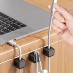 Magnetic Cable Organizer Clips, Self-Adhesive Wire Holder for Desk, Strong Magnetic Cord Management for USB, Type-C, Lightning Cables (Black 6)