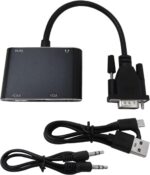 2 in 1 VGA to HDMI Adapter, VGA Male to HDMI and VGA Female with Audio (Aux Port) 1080P Converter for Computer, Laptop, TV/Monitor, Supports Dual Monitor (Black) - Image 3