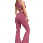 Women’s Gym Co-Ord Set | Sports Bra & High Waist Flared Yoga Pants with Pocket, Bootcut Tights Tracksuit | Yoga Workout Activewear Set for Running, Fitness & Lounge Wear