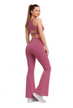 Women’s Gym Co-Ord Set | Sports Bra & High Waist Flared Yoga Pants with Pocket, Bootcut Tights Tracksuit | Yoga Workout Activewear Set for Running, Fitness & Lounge Wear